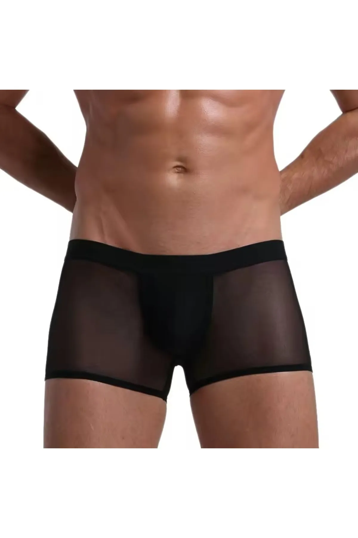 Kalbinle Fantezi Transparan Tül Erkek Boxer Fantezi Tanga TG274603