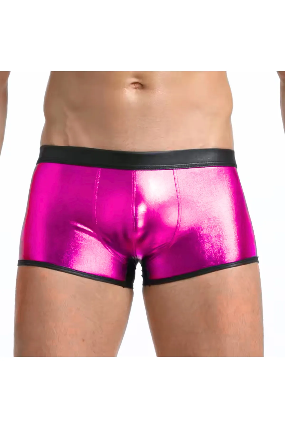 Kalbinle Fantezi Deri Görünümlü Pembe Erkek Boxer - Fantezi Tanga TG274608