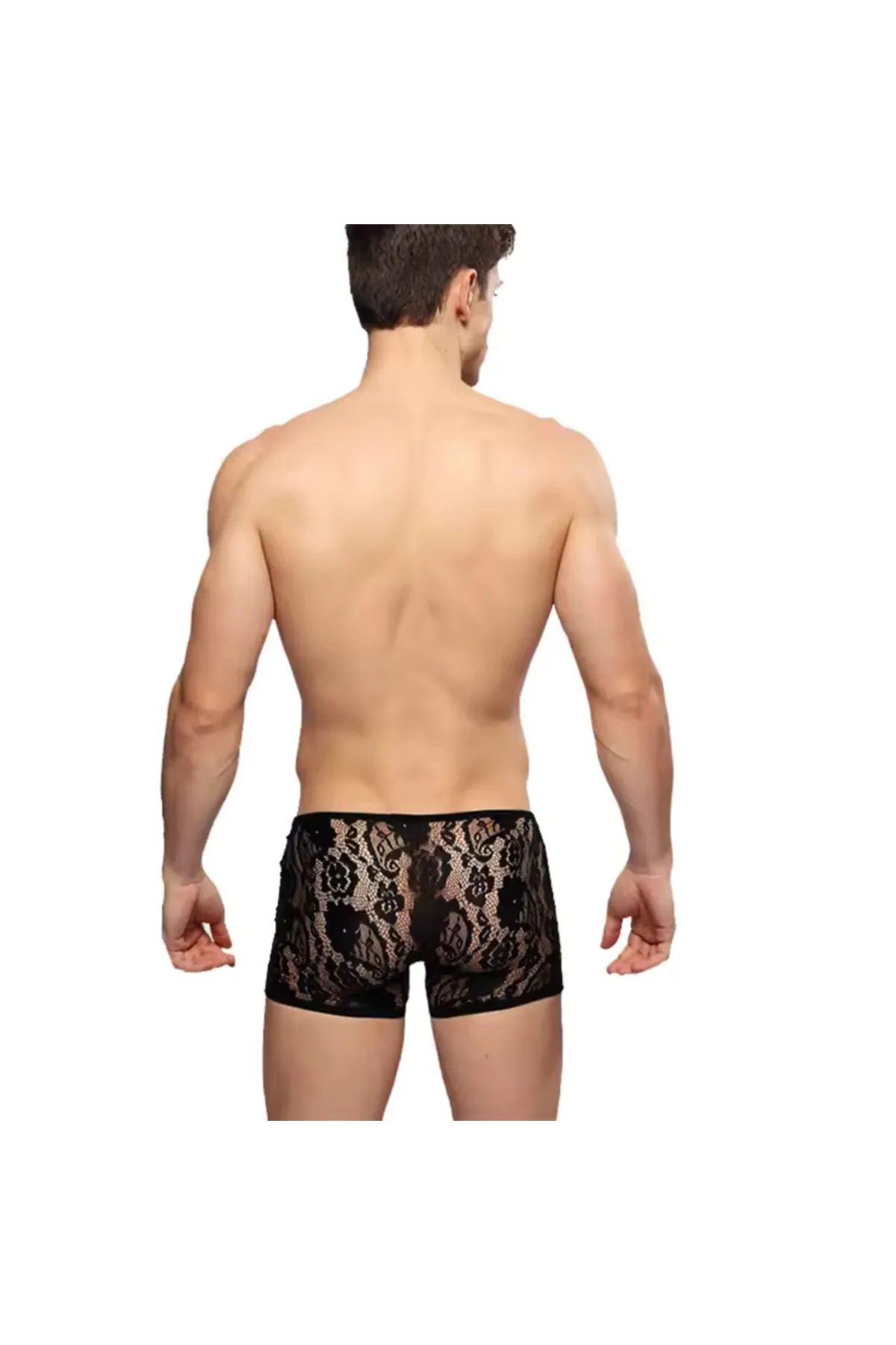 Kalbinle Fantezi Dantelli Seksi Siyah Erkek Boxer - Seksi Erkek İç çamaşırı TG274612