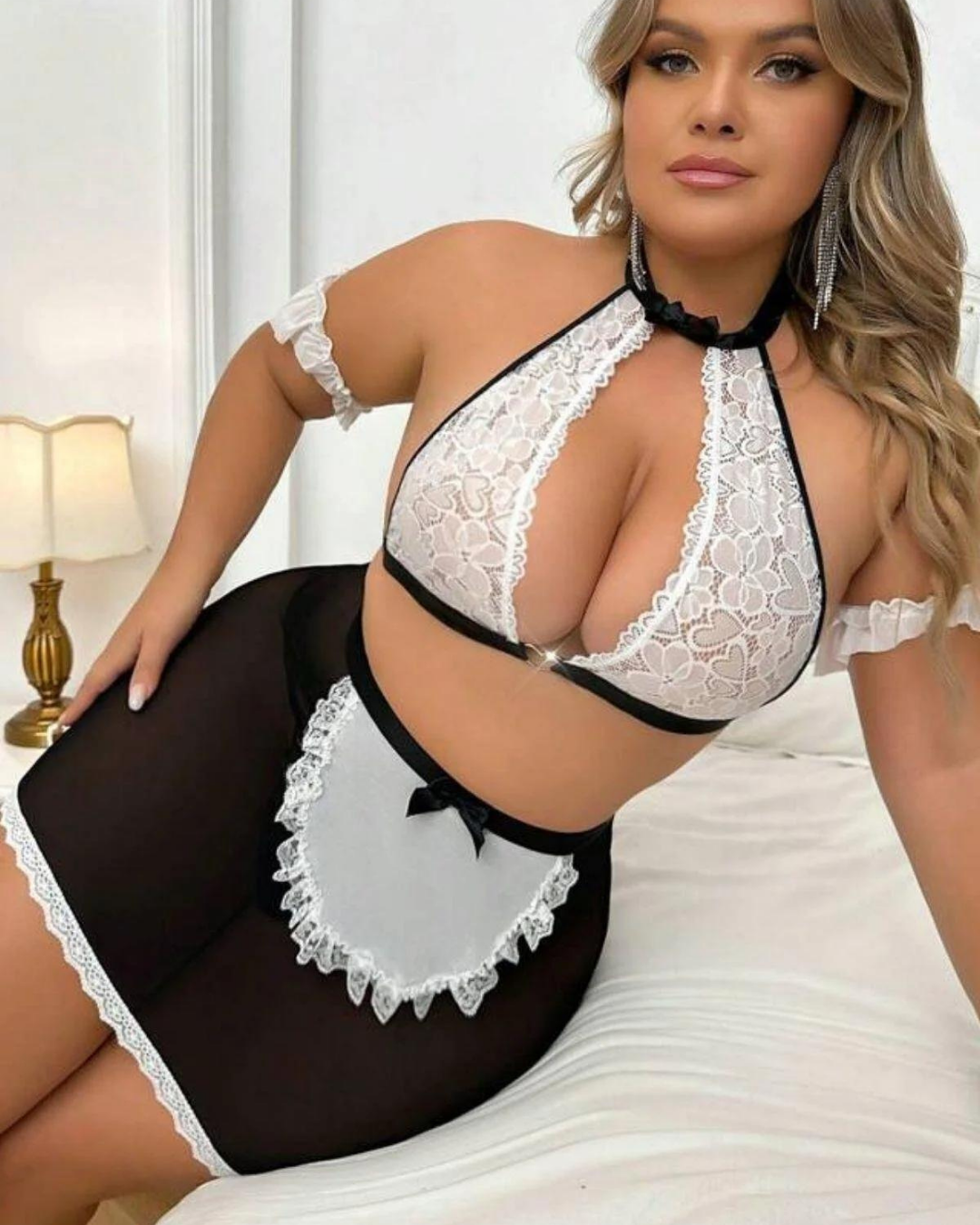 Kalbinle Fantazi Seksi Halkalı Dantelli Babydol Gecelik TG279235