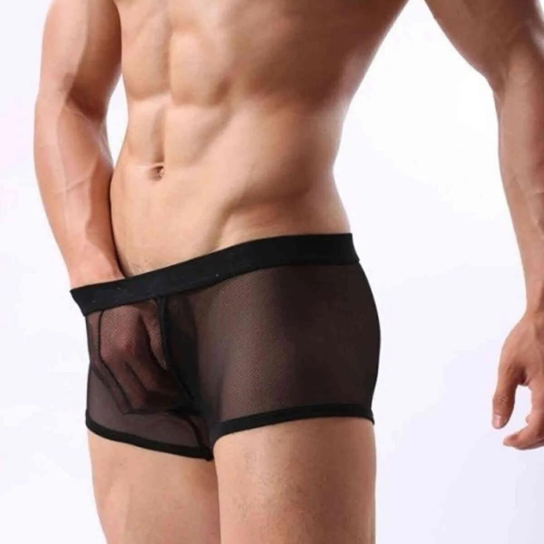 Kalbinle Fantezi Transparan Tül Erkek Boxer Fantezi Tanga TG274603