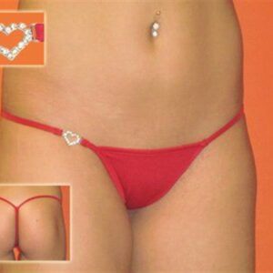 Tegan  DH040901-RED Gümüş Kalp ve Taşlı Seksi Tanga