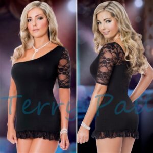 Tegan TP101168 Asimetrik Dantel Elbise