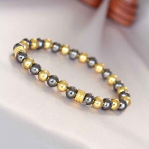 Tegan Hematit Füme Gold Renk Doğal Taş Erkek Bileklik TG27EB3007