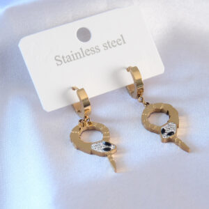 Tegan 316L Çelik Gold Renk Yılan Model Zirkon Taşlı Kadın Küpe TG27BKP7284
