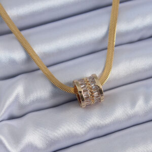 Tegan 316L Çelik Gold Renk İtalyan Zincir Model Zirkon Taşlı Kadın Kolye TG27BKO7624