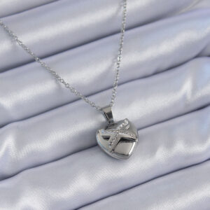 Tegan 316L Çelik Gümüş Renk Zirkon Taşlı Kalp Model Kadın Kolye TG27BKO7627