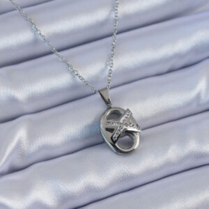 Tegan 316L Çelik Gümüş Renk Zirkon Taşlı Kadın Kolye TG27BKO7634