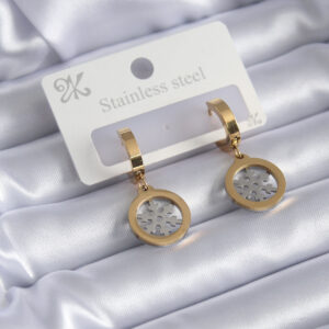 Tegan 316L Çelik Gold Renk Kar Tanesi Model Kadın Küpe TG27BKP7813