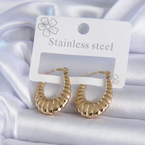 Tegan 316L Çelik Gold Renk İşlemeli Halka Model Kadın Küpe TG27BKP7890