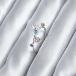 Tegan Gümüş Renk Renkli Zirkon Taşlı Kadın Yüzük TG27BYK2843