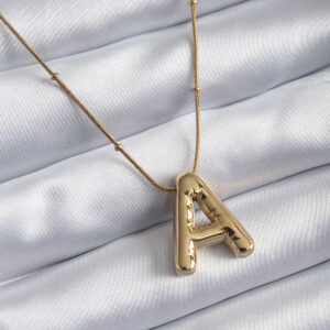 Tegan 316L Çelik Gold Renk Bubble "A" Harf Model Kadın Kolye TG27BKO7946