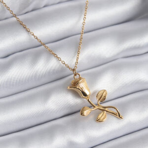 Tegan 316L Çelik Gold Renk Gül Model Kadın Kolye TG27BKO8130