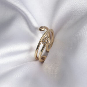 Tegan Pirinç Gold Renk Zirkon Taş Detay Kalp Model Kadın Yüzük TG27BYK2917