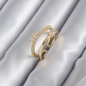 Tegan Pirinç Gold Renk Zirkon Taş Detay Kelebek Model Kadın Yüzük TG27BYK2989