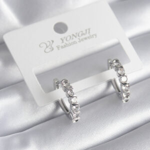 Tegan Pirinç Gümüş Renk Zirkon Taşlı Halka Model Kadın Küpe TG27BKP10016