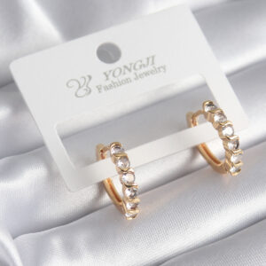 Tegan Pirinç Gold Renk Zirkon Taşlı Halka Model Kadın Küpe TG27BKP10015