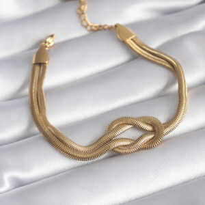 Tegan 316L Çelik Gold Renk İtalyan Zincir Düğüm Model Kadın Bileklik TG27BB5861