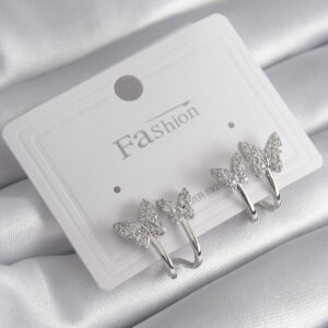 Tegan Pirinç Gümüş Renk Zirkon Taşlı Kelebek Model Kadın Küpe TG27BKP9908