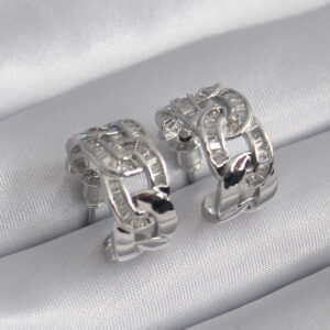 Tegan Pirinç Gümüş Renk Zirkon Taşlı Zincir Model Kadın Küpe TG27BKP9793