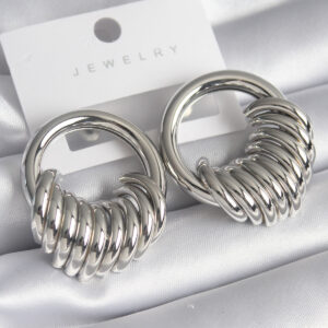 Tegan Pirinç Gümüş Renk Halka Sarmal Model Kadın Küpe TG27BKP8556