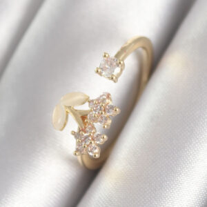 Tegan Pirinç Gold Renk Zirkon Taşlı Çiçek Model Kadın Yüzük TG27BYK3067