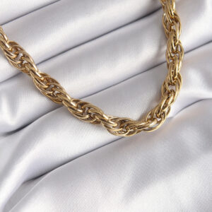 Tegan 316L Çelik Gold Renk Örme Burgu Zincir Model Kadın Kolye TG27BKO8344
