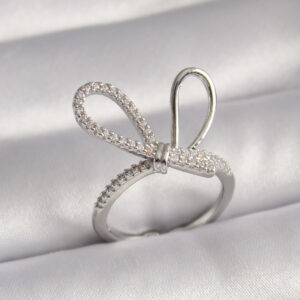 Tegan Pirinç Gümüş Renk Zirkon Taşlı Düğüm Model Kadın Yüzük TG27BYK3086