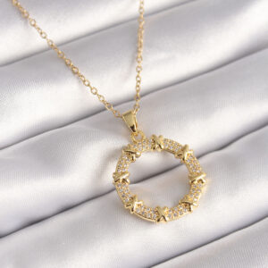 Tegan 316L Çelik Gold Renk Zincir Zirkon Taşlı XoXo Model Kadın Kolye TG27BKO8414