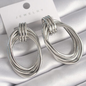 Tegan Pirinç Gümüş Renk Oval Model Kadın Küpe TG27BKP8730