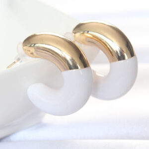 Tegan CCB Beyaz Gold Çift Renk Küpe TG27BKP8874