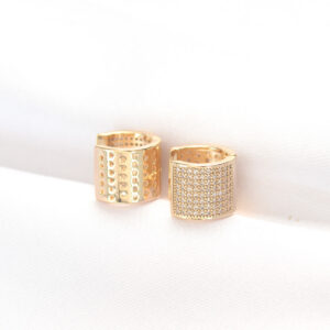 Tegan Pirinç Gold Renk Taşlı Minimal Küpe TG27BKP8890