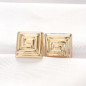 Tegan Pirinç Gold Renk Kare Form Küpe TG27BKP8879