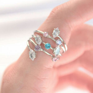 Tegan Renkli Zirkon Taşlı Silver Renk Ayarlanabilir Yüzük TG27BYK3127