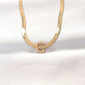 Tegan 316L Çelik C Harfli Gold Renk İtalyan Zincirli Kolye TG27BKO8553
