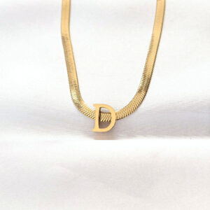 Tegan 316L Çelik D Harfli Gold Renk İtalyan Zincirli Kolye TG27BKO8547