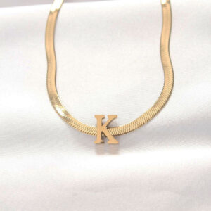 Tegan 316L Çelik K Harfli Gold Renk İtalyan Zincirli Kolye TG27BKO8552
