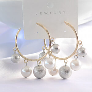 Tegan Pirinç Gümüş Renk Topçuk Model Gold Renk Halka Küpe TG27BKP8907
