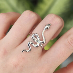 Tegan Pirinç Gümüş Renk Ayarlanabilir Yılan Yüzük TG27BYK3163