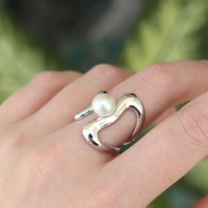 Tegan Pirinç Gümüş Renk Ayarlanabilir İnci Taşlı Yüzük TG27BYK3179