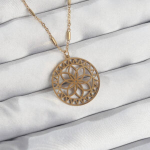 Tegan 316L Çelik Zincir Gold Renk Lotus Model Kolye TG27BKO8902