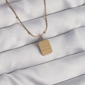 Tegan 316L Çelik Gold Renk Kare Charm Model Kolye TG27BKO8928