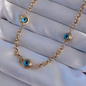 Tegan 316L Çelik Gold Renk Nazar Boncuk Model Kolye TG27BKO8947