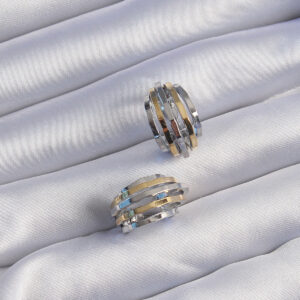 Tegan Pirinç Gold Gümüş Renkli Oval Çoklu Görünümlü Minimal Küpe TG27BKP9225