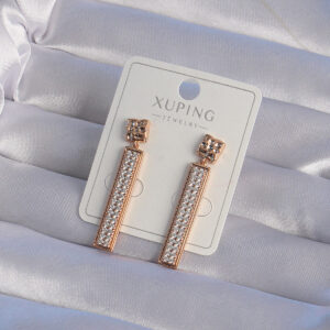 Tegan Xuping Rose Renk Zirkon Taşlı Su Yolu Küpe TG27BKP9430