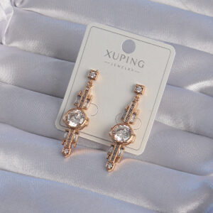 Tegan XUPİNG Rose Renk Zirkon Taşlı Geometrik Sallantılı Küpe TG27BKP9355