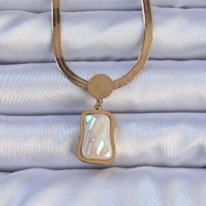 Tegan 316L Çelik Gold Renk İtalyan Zincir Ezme Taşlı Kolye TG27BKO9207