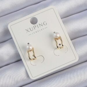 Tegan Xuping Gold Renk İnci Taşlı Halka Küpe TG27BKP9386