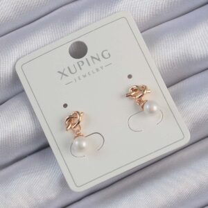 Tegan Xuping Rose Renk İnci Taşlı Düğüm Küpe TG27BKP9397