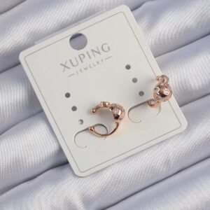 Tegan Xuping Rose Renk Zirkon Taşlı Bombeli Topçuk Earcuff Küpe TG27BKP9422